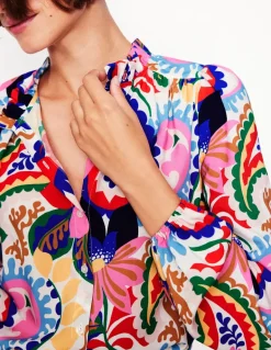 Ruffle Collar Blouse-Ivory, Botanical Paisley-Boden Online
