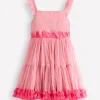 Ruffle Hem Tulle Dress-Vintage Pink-Boden Clearance