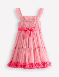 Ruffle Hem Tulle Dress-Vintage Pink-Boden Clearance