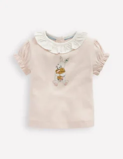 Ruffle Neck T-Shirt-Chalk Pink-Boden Online