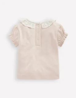 Ruffle Neck T-Shirt-Chalk Pink-Boden Online