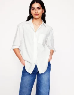Sadie Relaxed Cotton Shirt-White Oxford-Boden Online