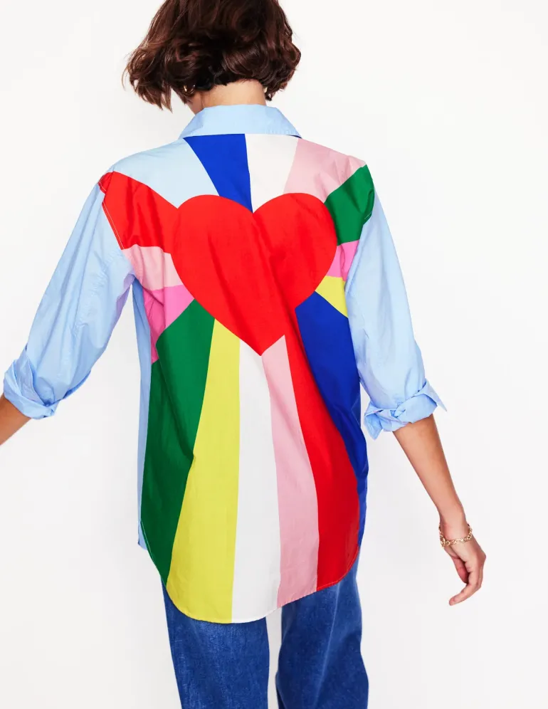 Sadie Relaxed Cotton Shirt-Multi, Heart Spectrum-Boden New