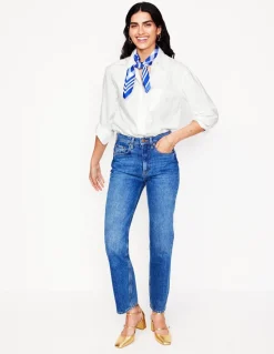Sadie Relaxed Cotton Shirt-White Oxford-Boden Online