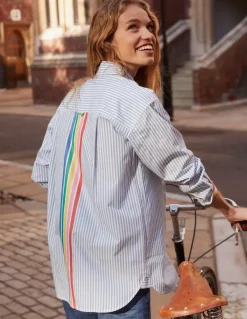 Sadie Relaxed Cotton Shirt-Rainbow Stripe Placement-Boden Sale
