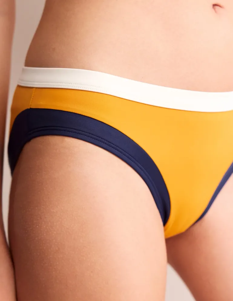 Santorini Bikini Bottoms-Saffron Yellow Colourblock-Boden New