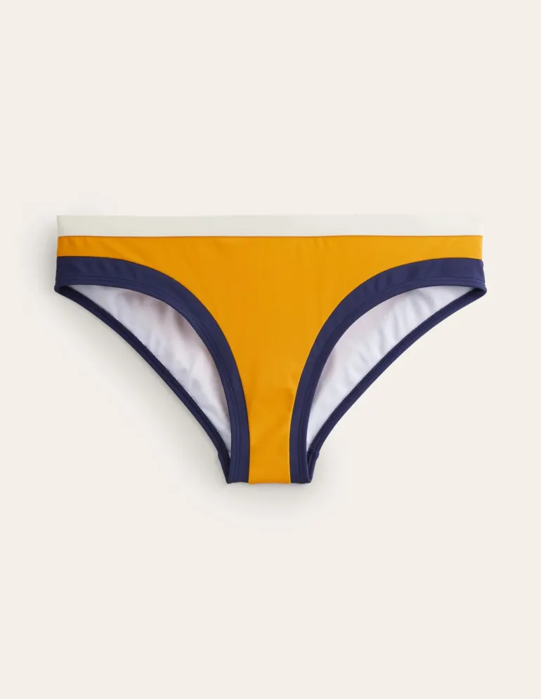 Santorini Bikini Bottoms-Saffron Yellow Colourblock-Boden New