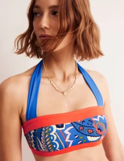 Santorini Bikini Top-Blue, Foliage Paisley-Boden Shop