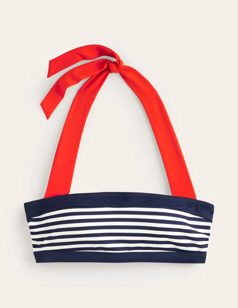 Santorini Bikini Top-Red, Navy Stripe-Boden Cheap