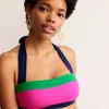 Santorini Bikini Top-Super Pink Colourblock-Boden Shop