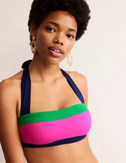 Santorini Bikini Top-Super Pink Colourblock-Boden Shop