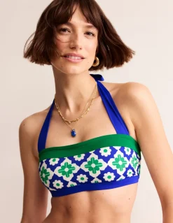 Santorini Bikini Top-Surf The Web, Geometric Stamp-Boden Outlet