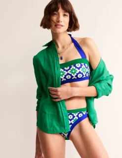 Santorini Bikini Top-Surf The Web, Geometric Stamp-Boden Outlet