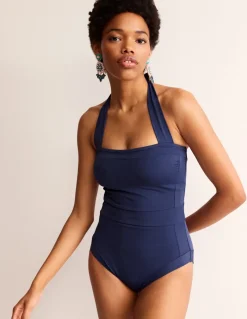 Santorini Halterneck Swimsuit-French Navy-Boden Online