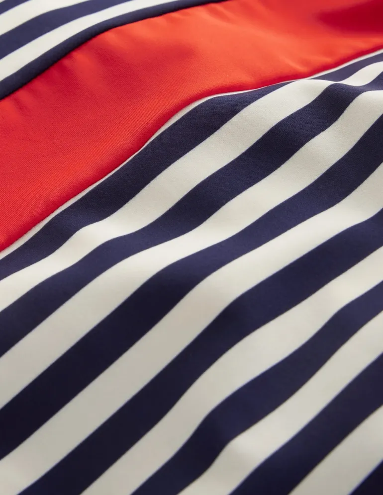 Santorini Halterneck Swimsuit-Red, Navy Stripe-Boden Best Sale
