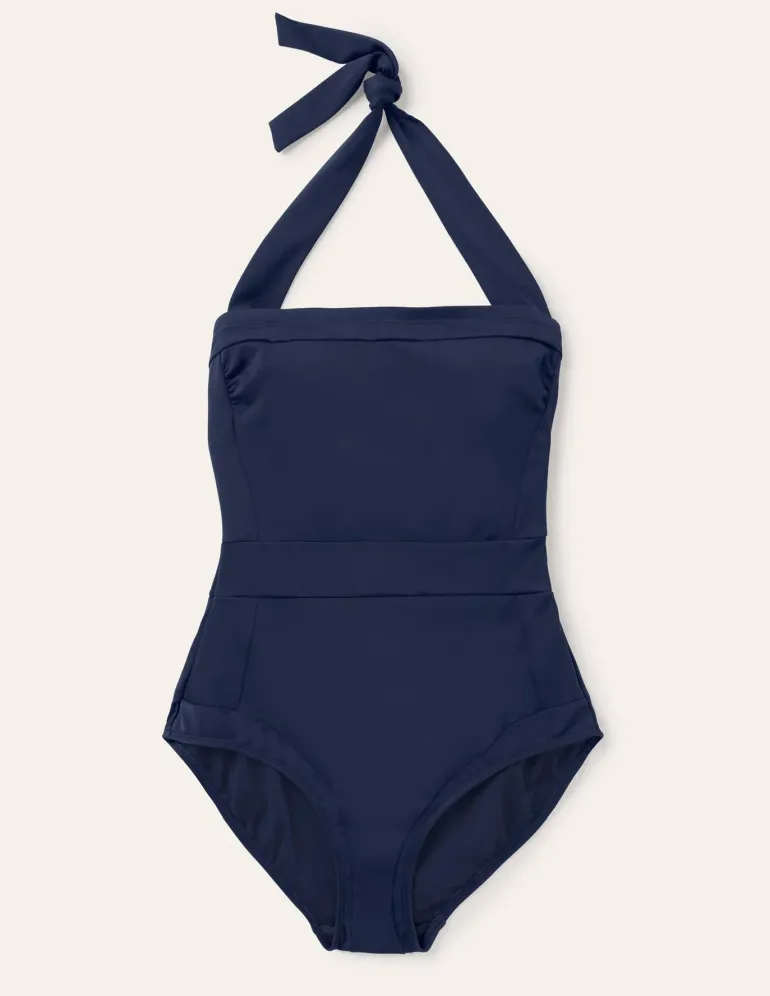 Santorini Halterneck Swimsuit-French Navy-Boden Online