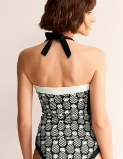 Santorini Tankini Top-Black, Pineapple Geo-Boden Clearance
