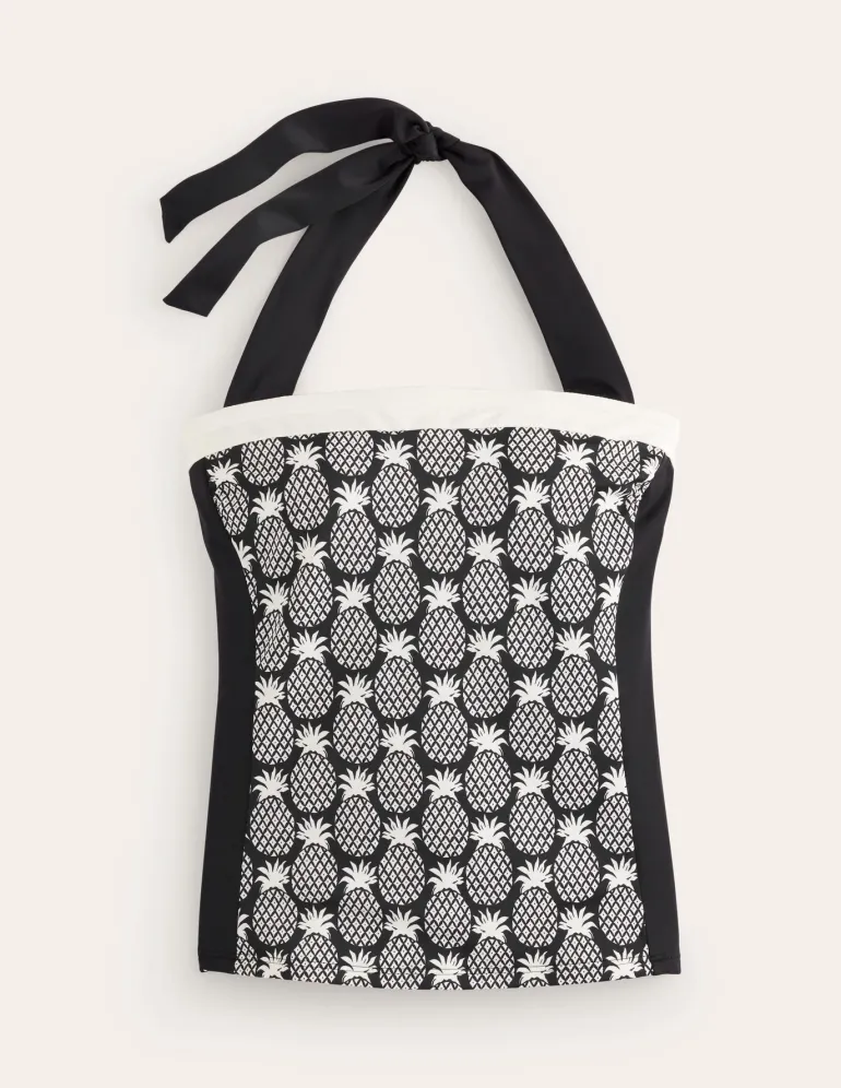 Santorini Tankini Top-Black, Pineapple Geo-Boden Clearance