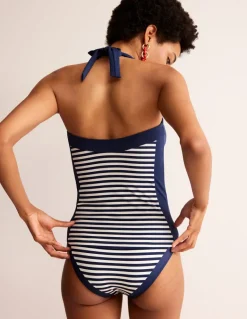 Santorini Tankini Top-French Navy, Ivory Stripe-Boden Online