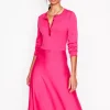 Scallop Henley Knitted Dress-Pink Peony-Boden Best