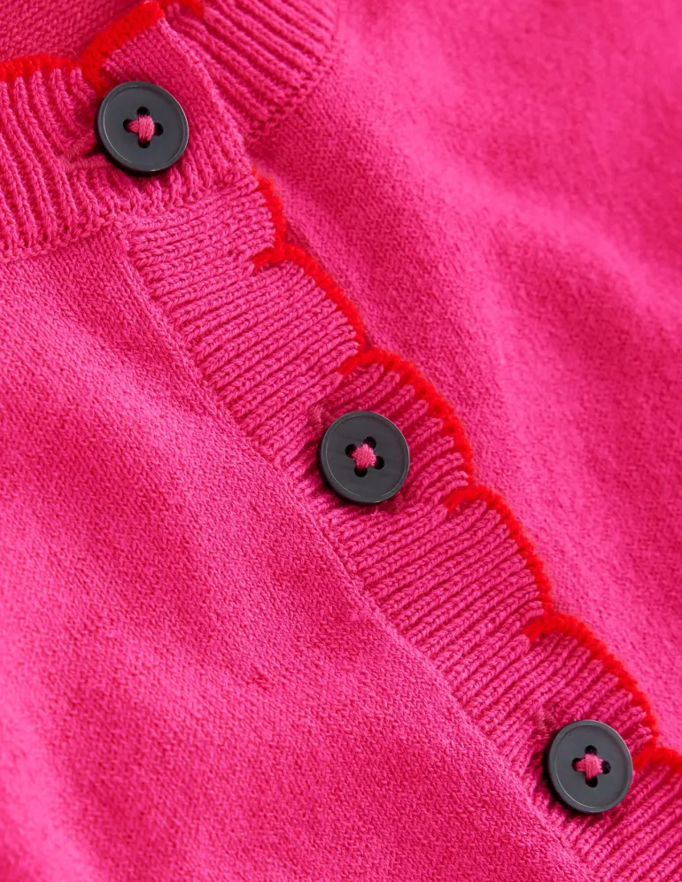 Scallop Henley Knitted Dress-Pink Peony-Boden Best