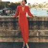 Scalloped Collar Tea Dress-Poppy Red-Boden Fashion