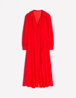 Scalloped Collar Tea Dress-Poppy Red-Boden Fashion