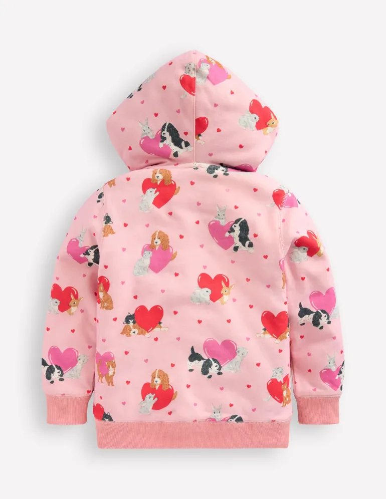 Shaggy-lined Hoodie-Chalk Pink Valentines Pets-Boden Clearance