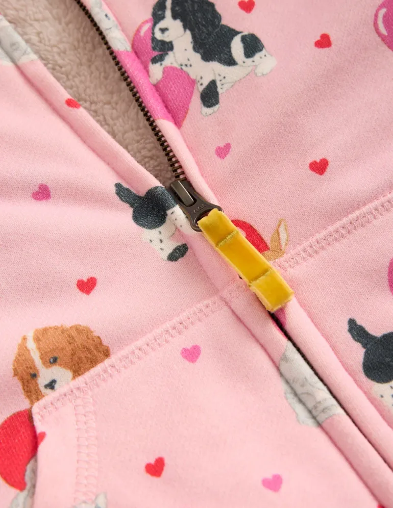 Shaggy-lined Hoodie-Chalk Pink Valentines Pets-Boden Clearance