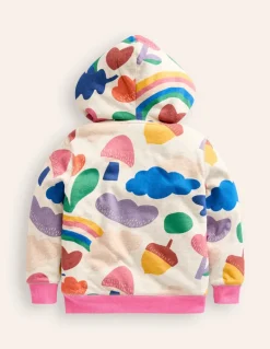 Shaggy-lined Hoodie-Oatmeal Marl Rainbow Collage-Boden Sale