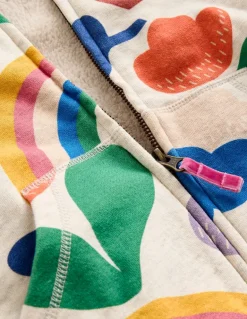 Shaggy-lined Hoodie-Oatmeal Marl Rainbow Collage-Boden Sale
