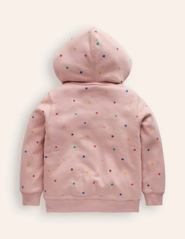Shaggy-lined Hoodie-Provence Dusty Pink Multi Spot-Boden Outlet