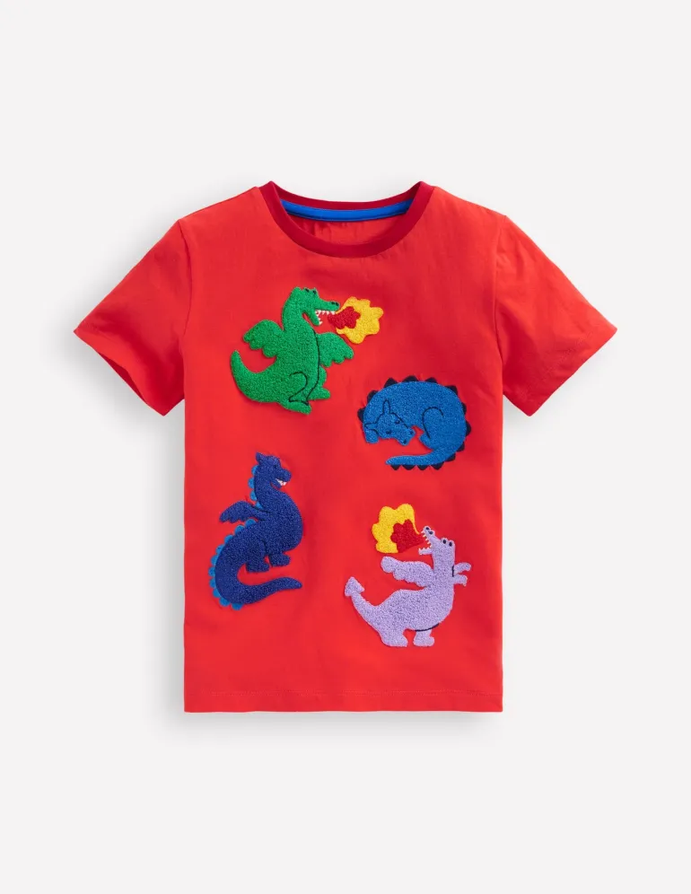 Short Sleeve Bouclé T-shirt-Jam Red Dragons-Boden Fashion