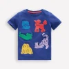 Short Sleeve Bouclé T-shirt-Starboard Blue Dogs-Boden Clearance