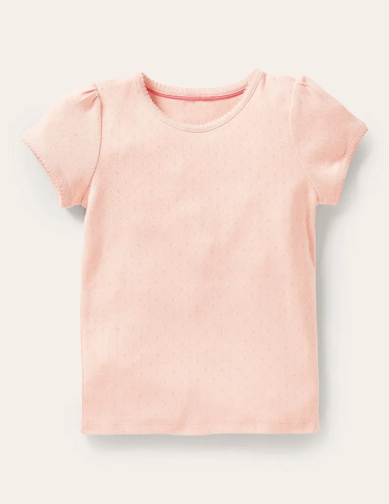 Short Sleeve Pointelle Top-Provence Dusty Pink-Boden Sale