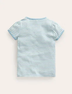 Short Sleeve Pointelle Top-Light Celeste Blue/Soft Ivory-Boden Best Sale