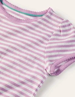 Short Sleeve Pointelle Top-Lilac Purple/Soft Ivory-Boden Shop
