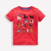 Short Sleeve Printed T-Shirt-Cherry Tomato Red Dogs-Boden Cheap