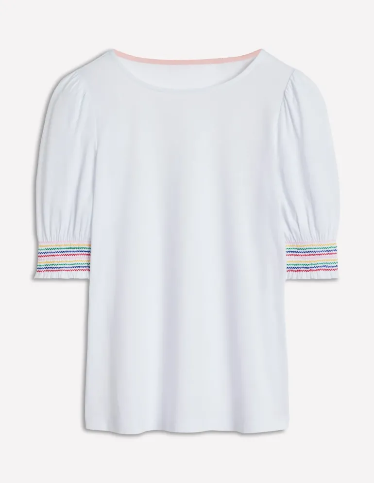 Short Sleeve Smocked Cuff Top--Boden Cheap