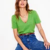 Short Sleeve V Neck T-shirt-Paradise Green-Boden Flash Sale