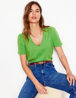 Short Sleeve V Neck T-shirt-Paradise Green-Boden Flash Sale