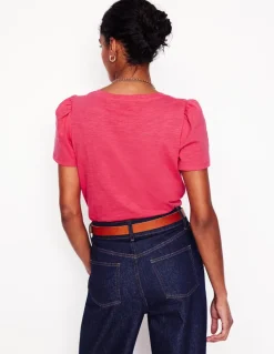 Short Sleeve V Neck T-shirt-Camelia Pink-Boden Shop