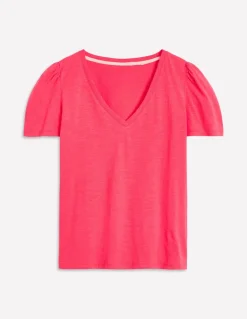 Short Sleeve V Neck T-shirt-Camelia Pink-Boden Shop