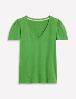 Short Sleeve V Neck T-shirt-Paradise Green-Boden Flash Sale