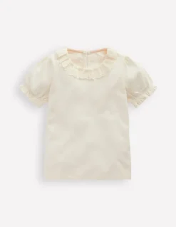 Short Sleeved Collared Top-Ivory Broderie-Boden Sale