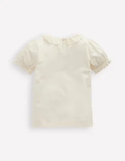 Short Sleeved Collared Top-Ivory Broderie-Boden Sale