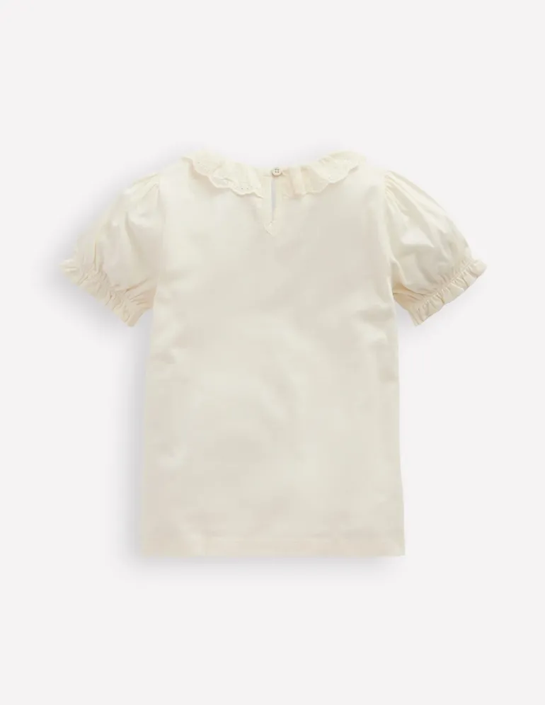 Short Sleeved Collared Top-Ivory Broderie-Boden Sale