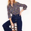 Sienna Cotton Shirt-Dawn Blue, Illustrated Paisley-Boden Clearance