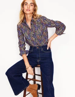 Sienna Cotton Shirt-Dawn Blue, Illustrated Paisley-Boden Clearance