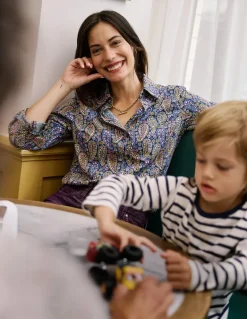 Sienna Cotton Shirt-Dawn Blue, Illustrated Paisley-Boden Clearance